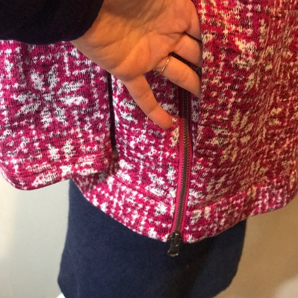 Talbots Raspberry Snowflake Hoodie - Picture 6 of 8